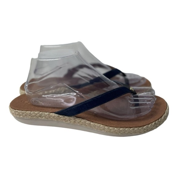 Tommy Bahama Relaxology Women’s Ionna Navy Blue Leather/Mohair Sandals - Picture 4 of 10